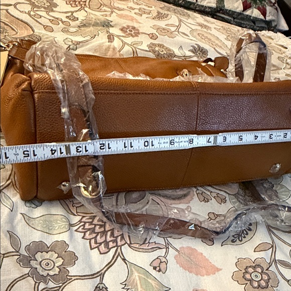 Elegant Kattee Brown Leather Tote Bag shoulder purse, large new with tags - Picture 12 of 13